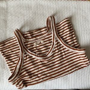 Madewell striped brown, white tank top, cute, soft